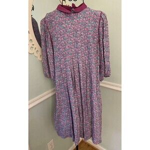 Jane Schaffhausen Belle France 14 Garden  Floral Dress S/S Cottagecore Fem Vtg